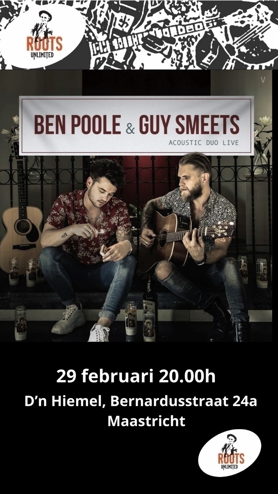 Jong blues-duo Ben Poole (UK) & Guy Smeets (NL) 29 februari in D'n Hiemel